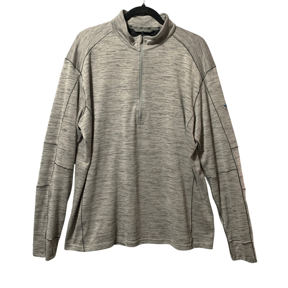 Kuhl Mens XXL Gray Heathered Quarter Zip Pullover Sweater Space Dye RN‎ 108846